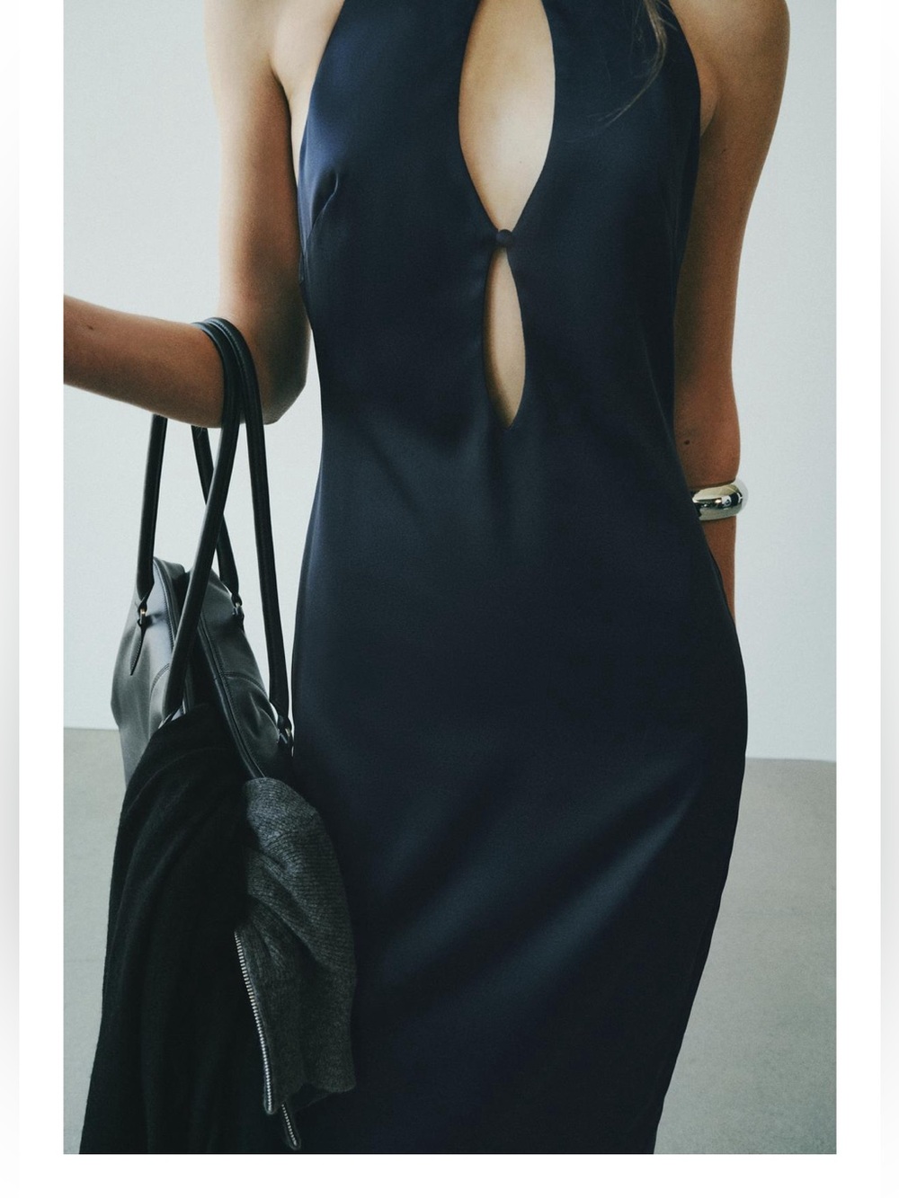 ZARA SATIN CUT OUT SLIP DRESS
